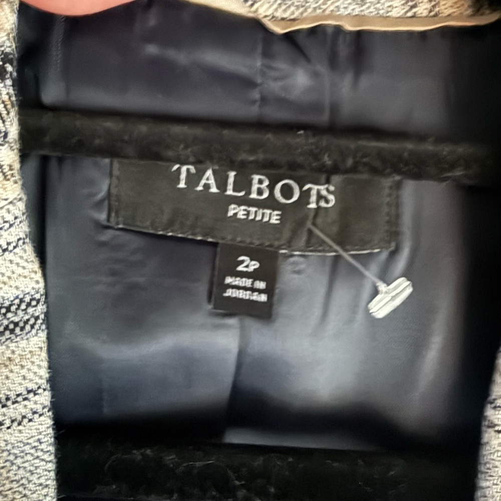 Talbots Petite Black and Cream Blazer